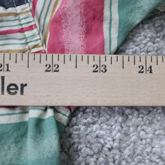 Orvis Shirt Mens Medium Green/Pink Striped 100% Cotton Short Sleeve Button - Picture 8 of 10